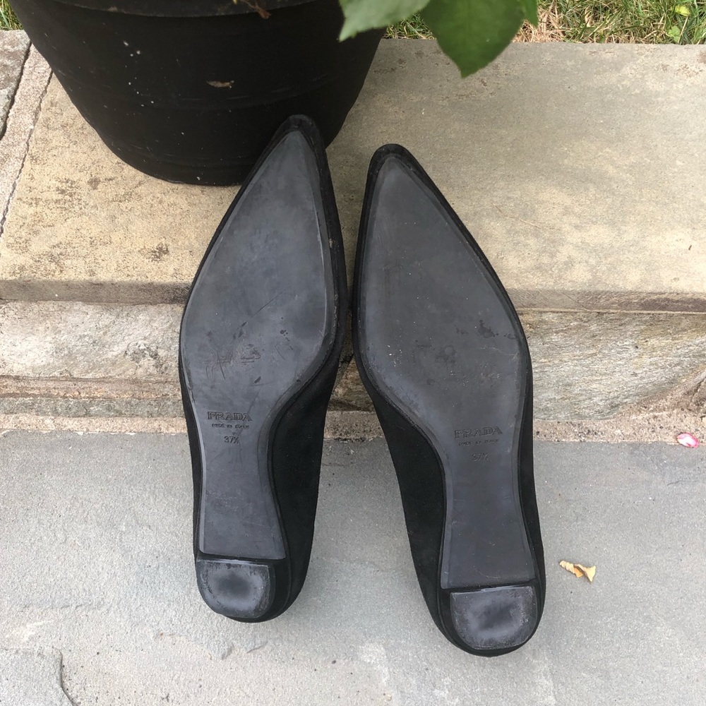 Prada Black Suede Flats 37.5 - Picture 5 of 11